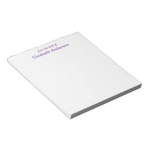 Bloc-note Du bureau de Modèle de nom Blanc et Violet