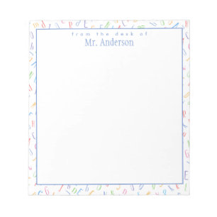 Bloc-note Du bureau de - Nom de l'enseignant personnalisé - 
