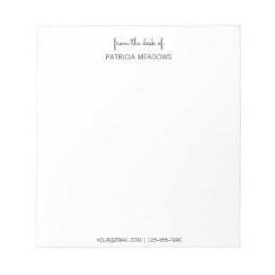 Bloc-note Du Bureau De Personnalisé Nom Moderne Noir Script 