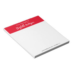 Bloc-note Du bureau de rouge noir et blanc Nom du script