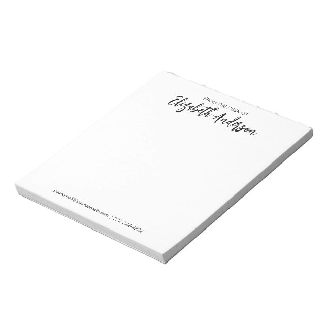 Bloc-note Du bureau de signature de script noir et blanc (Tourné)