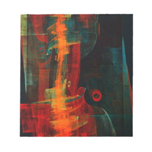 Bloc-note Eau Orange Rouge Bleu moderne Art Abstrait Motif