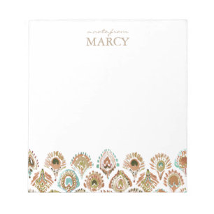 Bloc-note Échelles et plumes d'or d'Aqua de SIRÈNE de PAON