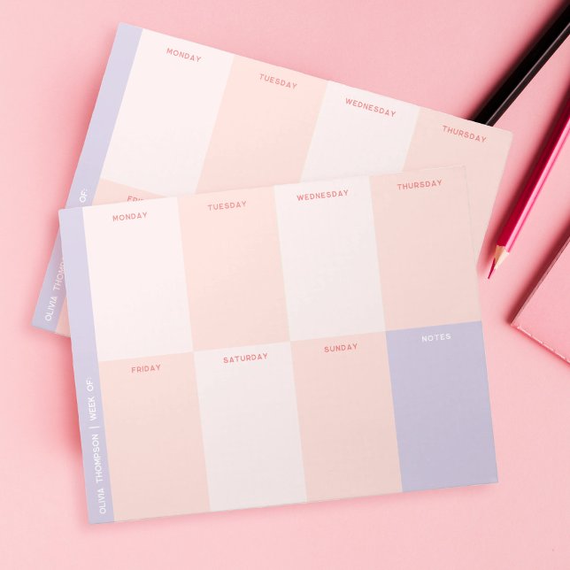 Bloc-note École mignonne rose violet Planificateur hebdomada (Créateur téléchargé)