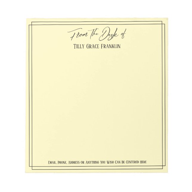 Bloc-note Écriture manuscrite du bureau de Simple Jaune clai (Devant)