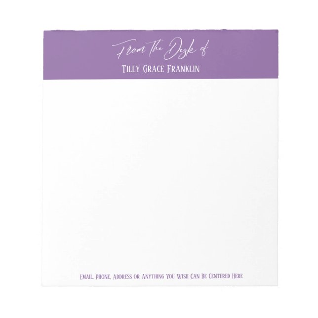 Bloc-note Écriture manuscrite du bureau de violet (Devant)