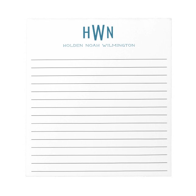 Bloc-note Écriture marine professionnelle à monogramme pour  (Devant)