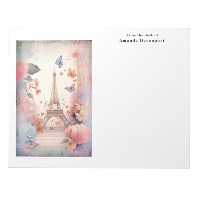 Bloc-note Eiffel Tower Butterflies and Flowers (Devant)