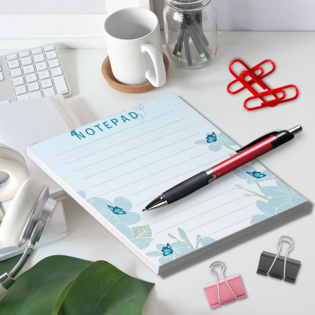 Bloc-note Élégant Arrière - plan bleu papillon (Créateur téléchargé)