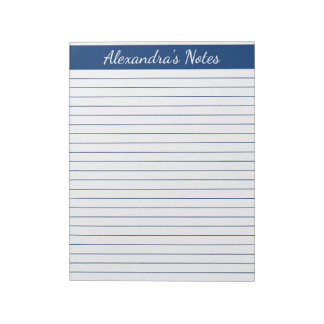 Bloc-note Élégant bleu marine 8,5x11 Taille de la lettre Per