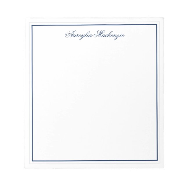 Bloc-note Elégant bleu marine et blanc Personnalisé (Devant)