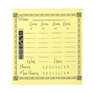 Bloc-note Élégant bloc de score bunco