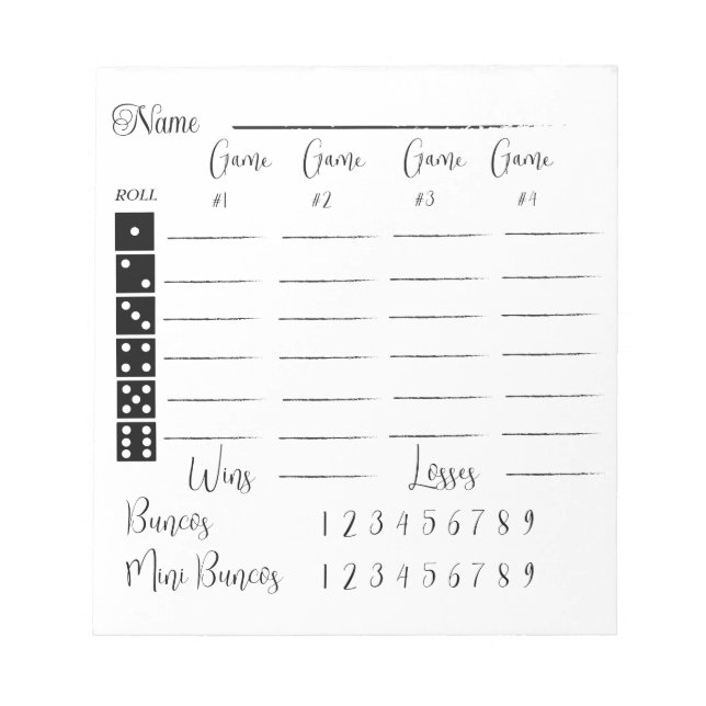 Bloc-note Élégant bloc de score bunco (Devant)