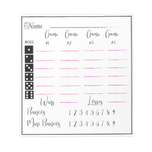 Bloc-note Élégant bloc de score bunco