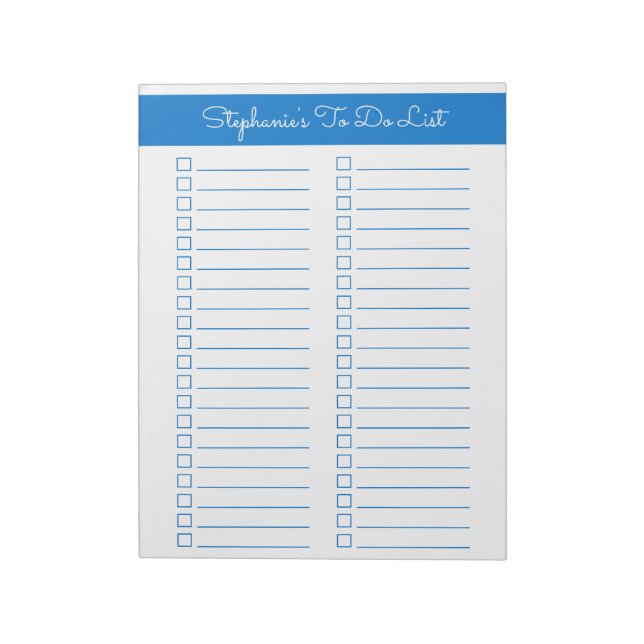 Bloc-note Elegant Blue 8.5x11 Two Column Checklist (Tourné)
