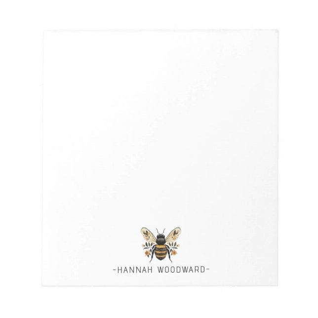 Bloc-note Elegant Botanical Gold Bee Personalized  (Devant)