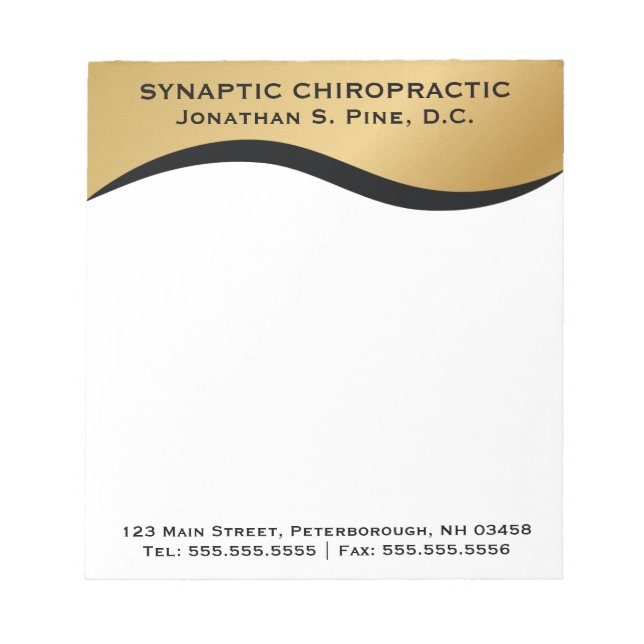 Bloc-note Élégant Chiropracteur standard Chiropratique Bloc- (Devant)