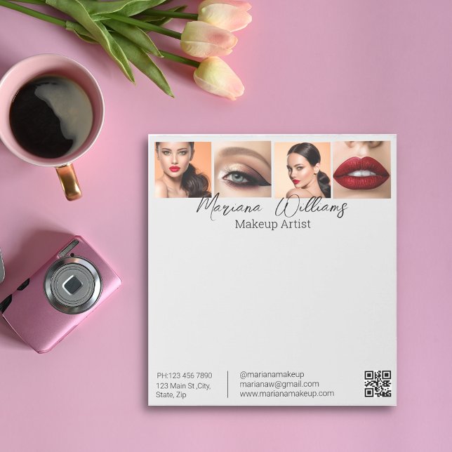 Bloc-note élégant code qr minimal 4 photos collage entrepris (Créateur téléchargé)