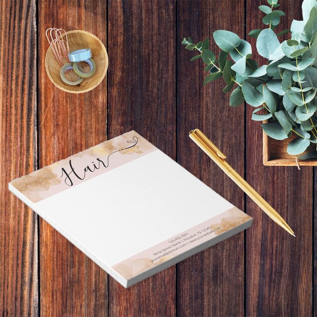 Bloc-note Elégant coiffeur coiffeur Ciseaux d'or rose (Créateur téléchargé)