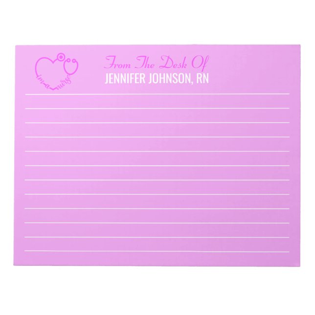 Bloc-note Élégant Du Bureau De L'Infirmière Stethoscope Nom (Devant)