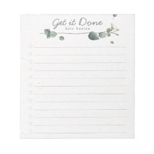 Bloc-note Elégant Eucalyptus Watercolor To Do List