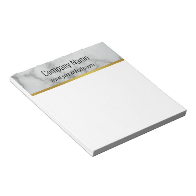 Bloc-note Élégant Faux Gris Marbre Entreprise Texte Modèle (Incliné)