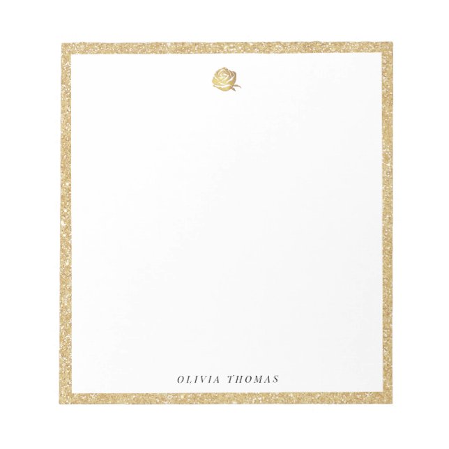 Bloc-note Élégant faux rose d'or personnalisé Papier à lettr (Devant)
