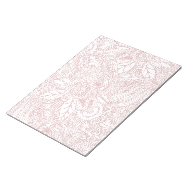 Bloc-note Elégant faux rose or design de mandala floral (Incliné)