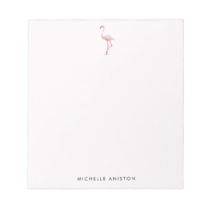 Bloc-note Elégant Flamant rose blanc rose personnalisé