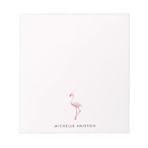 Bloc-note Elégant Flamant rose blanc rose personnalisé