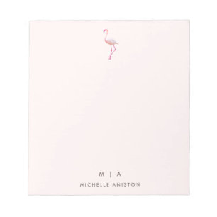 Bloc-note Élégant Flamant rose or Rose   Monogramme personna