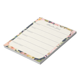 Bloc-note Élégant Floral Vintage Personnalisé Planificate