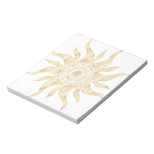 Bloc-note Elégant Gold Sun Mandala Design