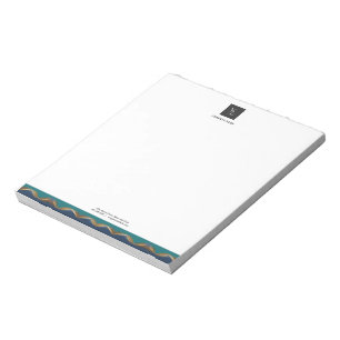 Bloc-note Élégant Gold Wave Blue Logo Turquoise Business