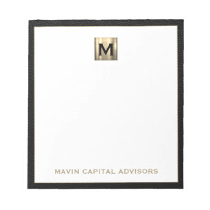 Bloc-note Élégant logo initial du Monogramme Or