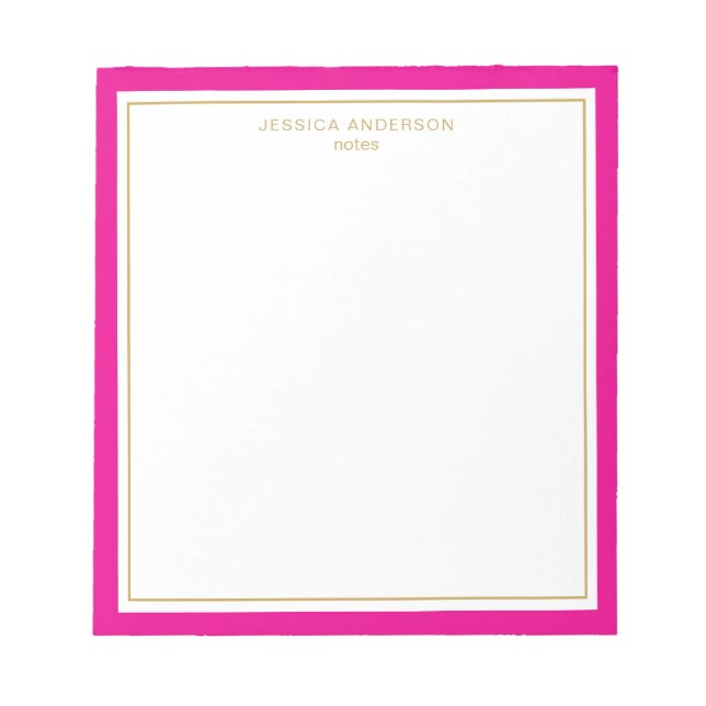 Bloc-note Elégant Magenta Gold Personnalisé (Devant)