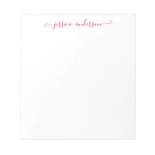 Bloc-note Élégant Magenta Rose Feminine Script