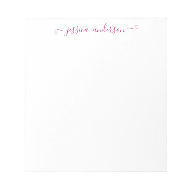 Bloc-note Élégant Magenta Rose Feminine Script (Devant)
