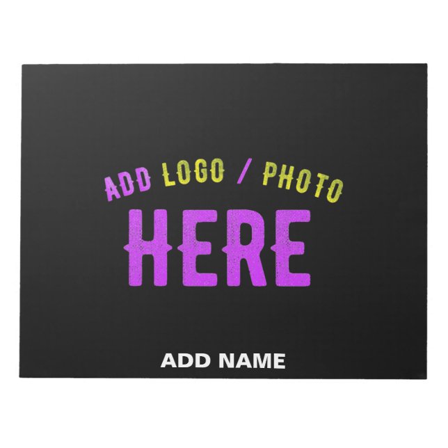 BLOC-NOTE ÉLÉGANT MODERNE PERSONNALISABLE NOIR MARQUE VERIFI (Devant)