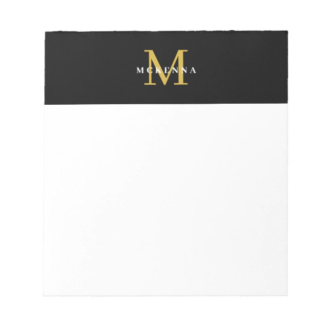 Bloc-note Élégant Monogram Black Gold Professional Moderne (Devant)