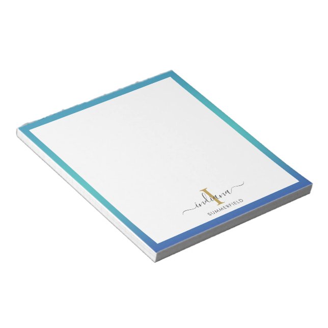 Bloc-note Élégant Monogramme initial Script personnalisé (Incliné)