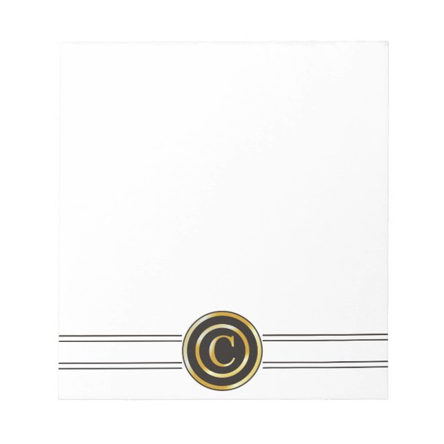 Bloc-note Élégant Monogramme Or C (Devant)