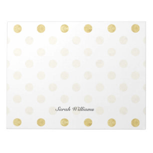 Bloc-note Elégant Motif à base de Polka Gold - Or & Blanc