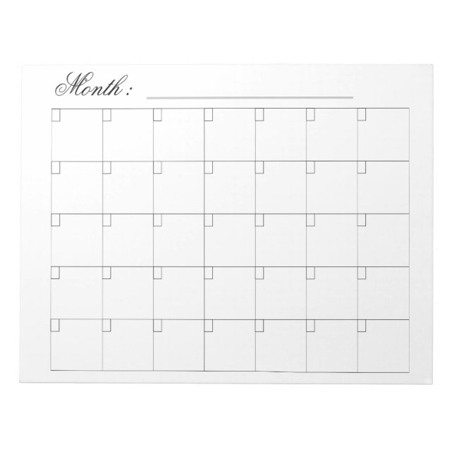 Bloc-note Élégant noir blanc Planificateur de calendrier men (Devant)