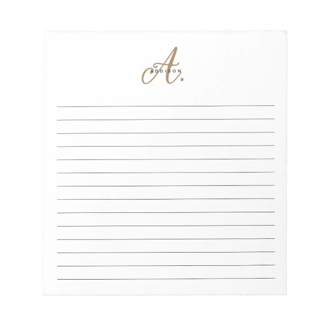 Bloc-note Élégant noir blanc Script Monogramme Linked (Devant)