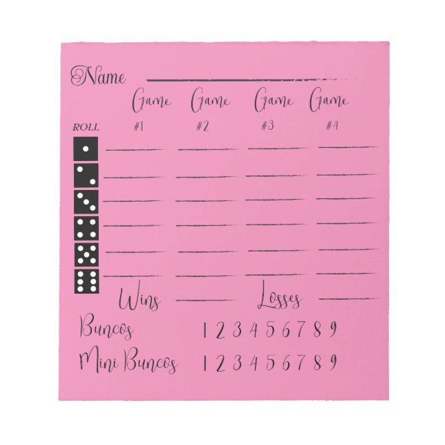 Bloc-note Élégant Pink bunco score pad (Devant)