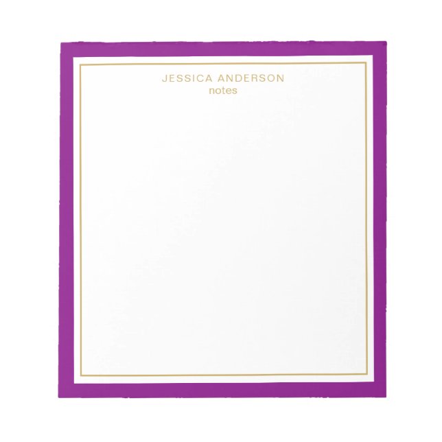 Bloc-note Elégant Purple Gold Personnalisé (Devant)