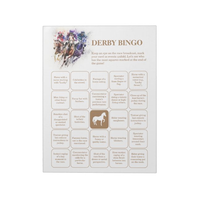 Bloc-note Élégant Race Horse Derby Party Bingo (Tourné)