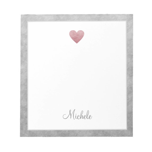 Bloc-note Élégant Rose Gold Foil Heart Script moderne (Devant)