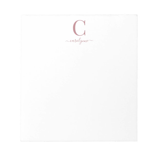Bloc-note Élégant Rose Rose Gold Monogramme (Devant)